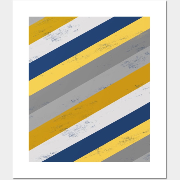 Navy, Mustard and Grey Stripes Wall Art by OneThreeSix